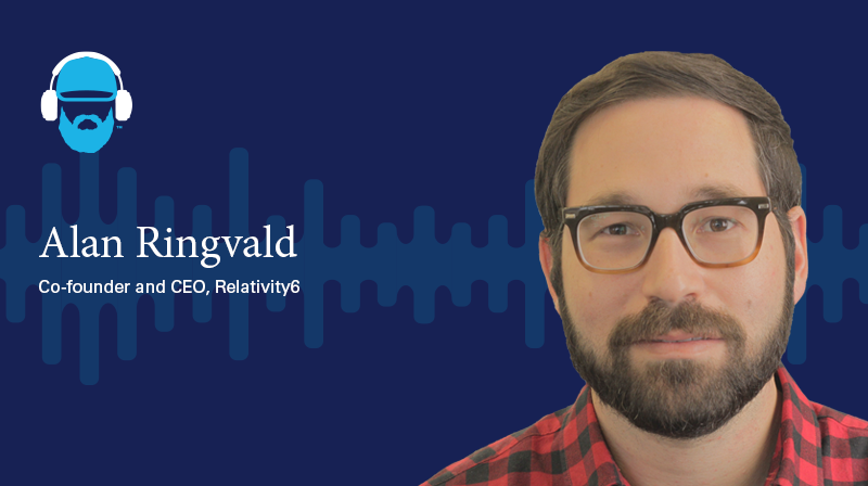 Alan Ringvald Co0Founder and CEO, Relativity6  A photo of Alan Ringvald Co0Founder and CEO, Relativity6 on a dark blue background with a soundwave design